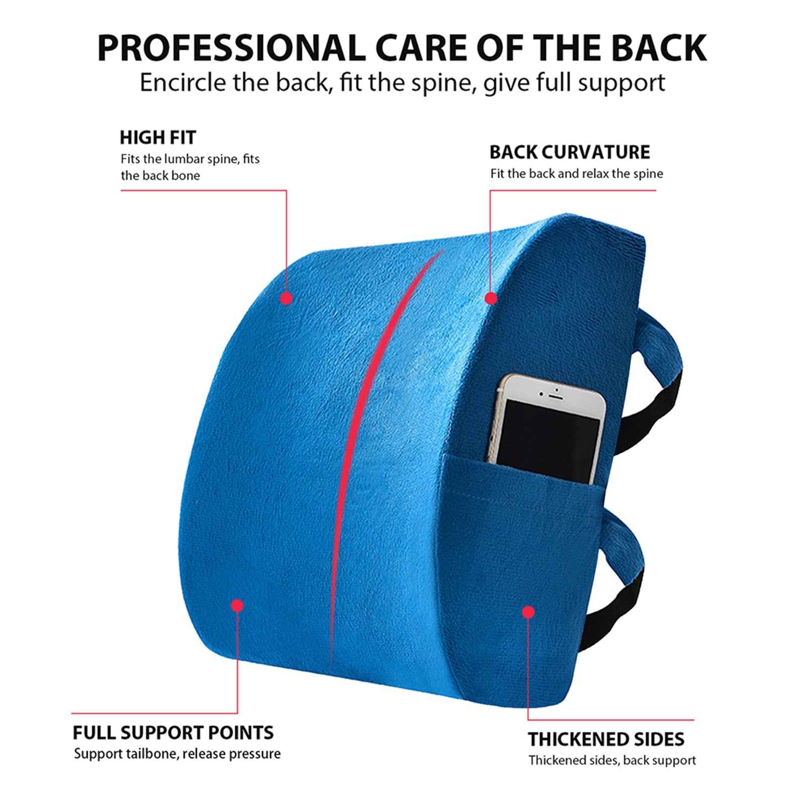 TORQ Lumbar Support Cushion — Memory Foam Back Pillow