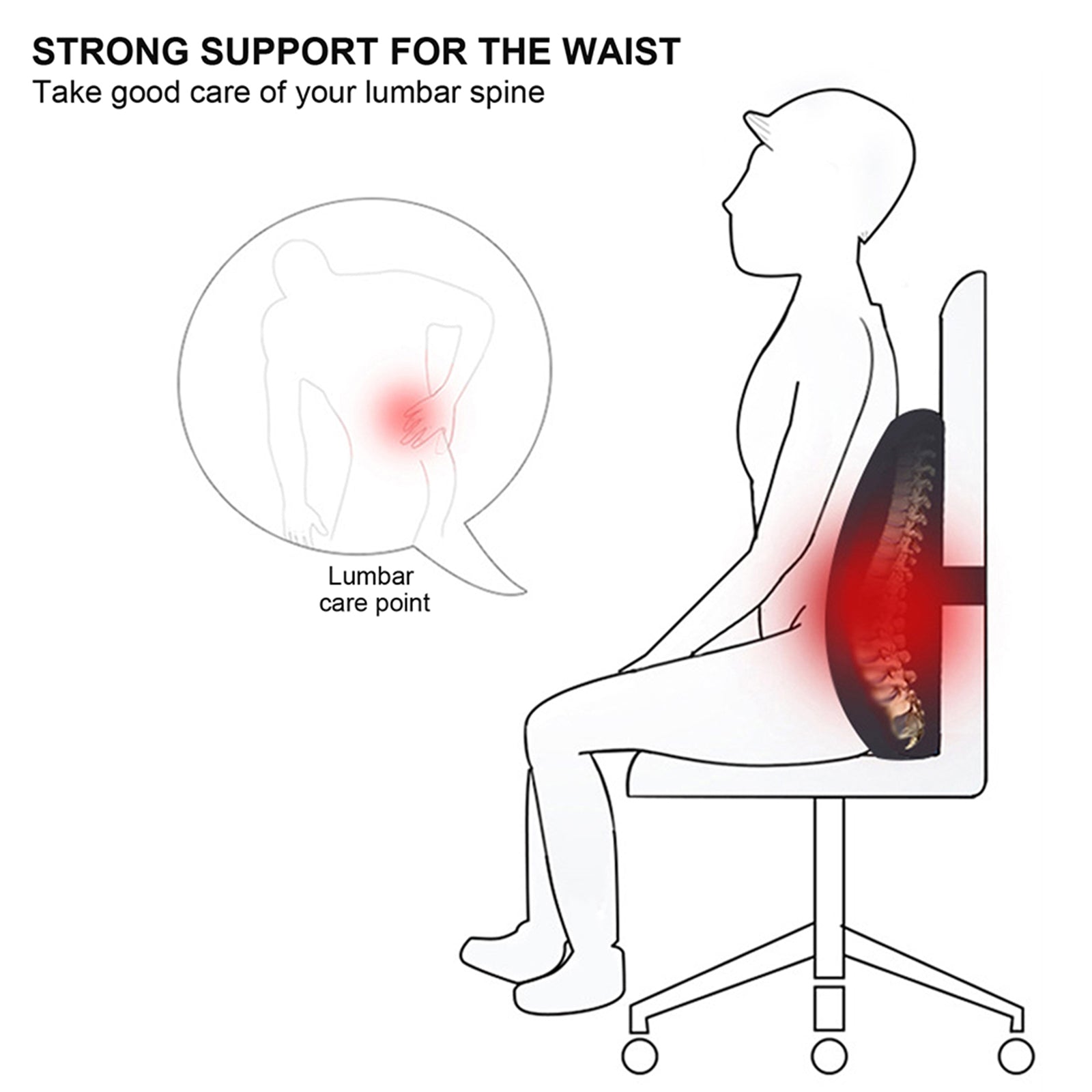 TORQ Lumbar Support Cushion — Memory Foam Back Pillow