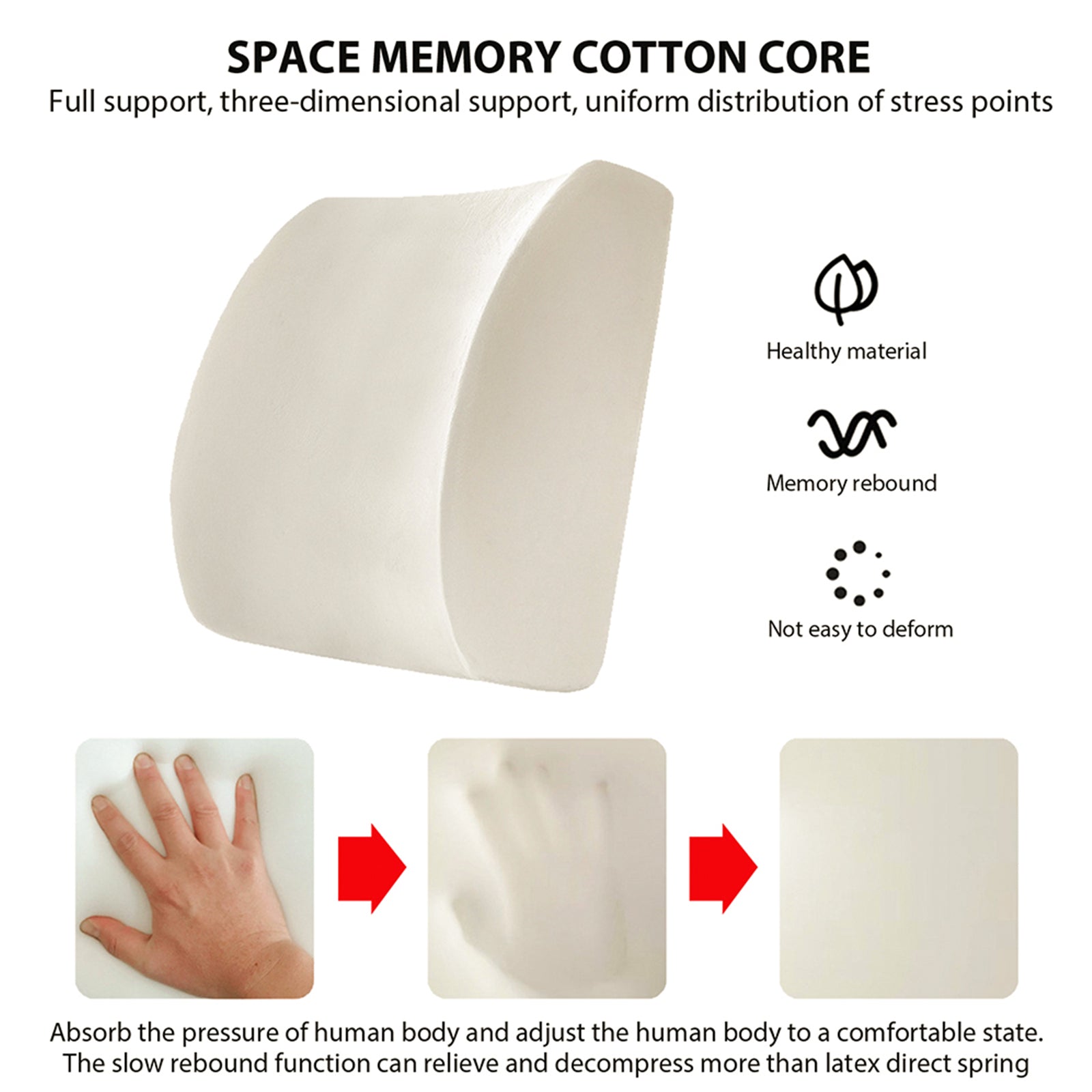 TORQ Lumbar Support Cushion — Memory Foam Back Pillow