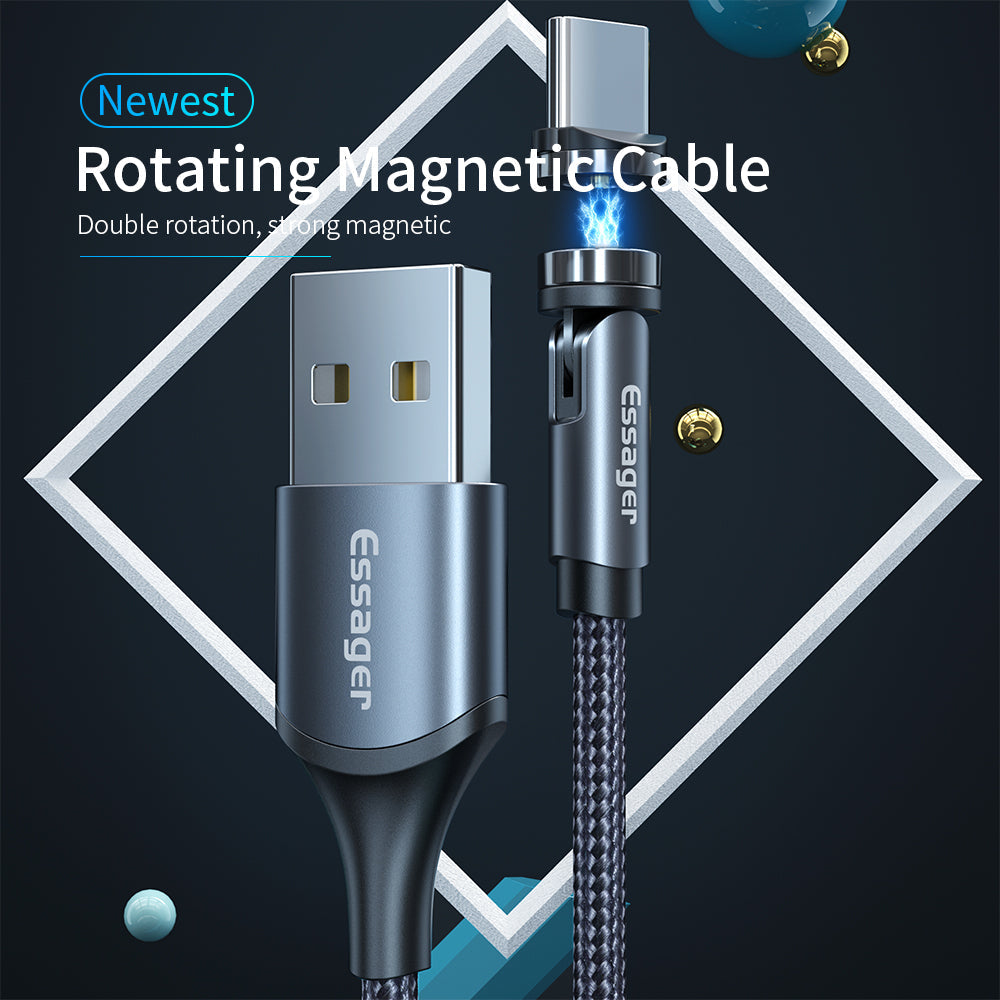 TORQ Magnetic Charging Cable — 360° Rotating Braided Nylon